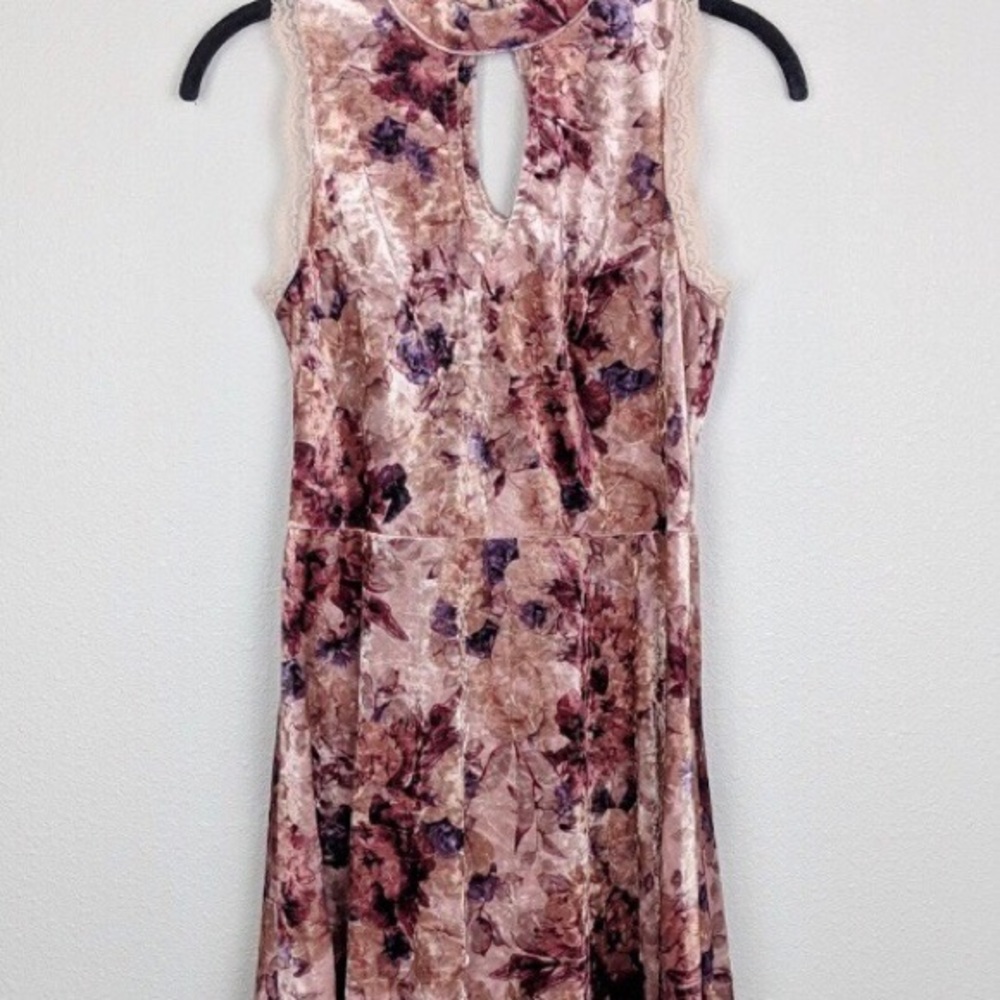 Crushed Velvet Pink/Purple Floral Dress